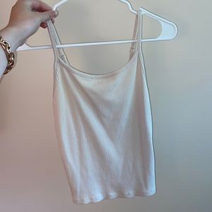 Cream colored ribbed tank